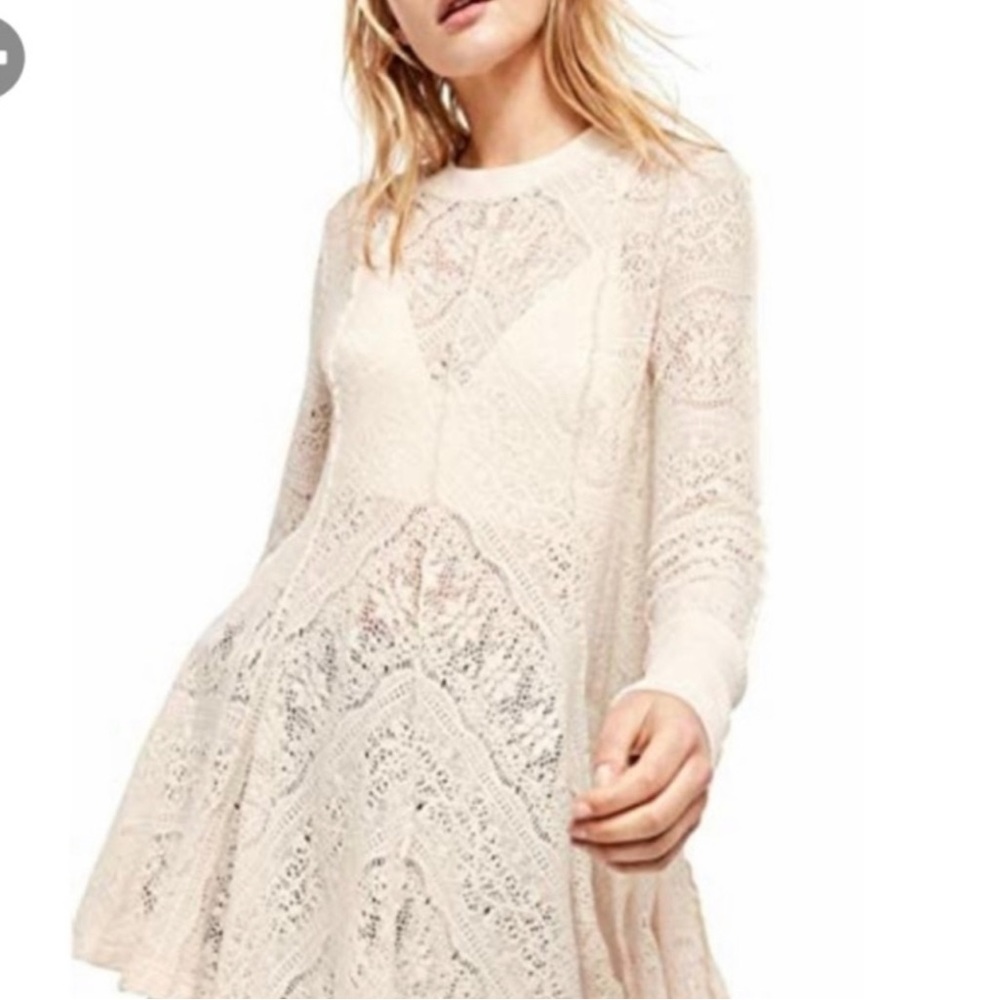 NWOT Free People “Coffee in the Morning” Lace Tunic | Cream | XS